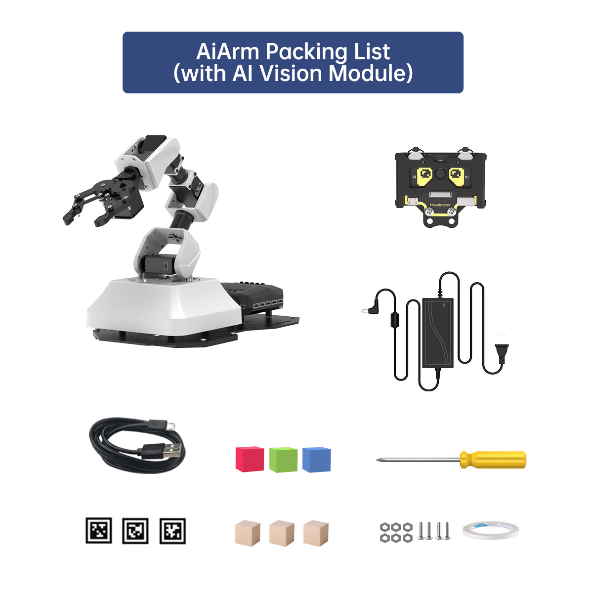 Hiwonder AiArm Vision Robot Arm Kit for Education Demonstration Support Scratch and Python Hiwonder AiArm Vision Robot Arm Kit for Education Demonstration Support Scratch and Python